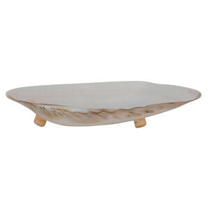 MAG-9"L x 1-1/4"W  Decorative Natural Shell Footed Dish (Each One Will Vary)